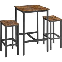 Mesa de Comedor con Taburetes Cocina Pequeña Estilo Rústico Marrón y Negro - details 0