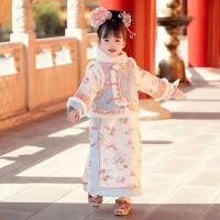 Ropa a cuadros para niños, Hanfu para niñas, traje fino de la dinastía Qing, estilo palaciego de primavera y otoño, chaleco, qipao, antiguo - details 0