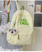 Mochila coreana simple de color sólido con alfabeto para estudiantes, mochila ligera de gran capacidad para viajes, mochila informal versátil - details 20