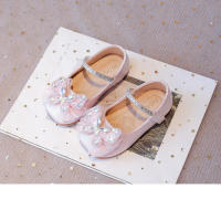 Zapatos de cuero para niñas pequeñas, calzado informal con encaje de mariposa, Princesa de cristal, dulce y Chic, planos y suaves para fiesta - details 10