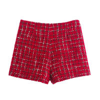 TRAFZA-Conjunto de 2 piezas para mujer, chaqueta con textura roja, solapa de bolsillo de botonadura única, abrigo y culotte con cremallera lateral de cintura alta - details 16