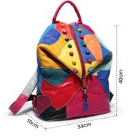Mochila con remaches coloridos y negros para mujer, bolso de mano de cuero informal, impermeable, a la moda - details 5