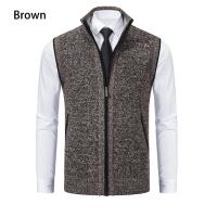 Suéter sin mangas de punto para hombre, cárdigan de terciopelo de lana con cremallera, jerséis de cuello alto, Chaleco de punto - details 2