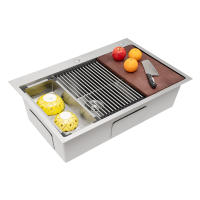 Fregadero de Cocina de Acero Inoxidable Montado en la Superficie, 33x22x10 Pulgadas, Escritorio de Trabajo, Placa de Cortar y Colador Incluidos - details 1