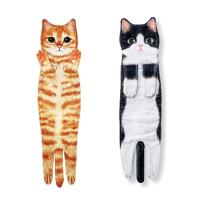 Toallas de mano de gato divertidas para decoración de baño, toalla de gato para Decoración de cocina, lindas toallas de cara colgantes, súper absorbentes suaves A + B - details 0