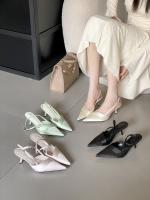 Zapatos de tacón alto plateados puntiagudos para mujer stiletto back zapatos individuales vacíos nuevos con falda bolsa cabeza sandalias zapatos de mujer - details 16