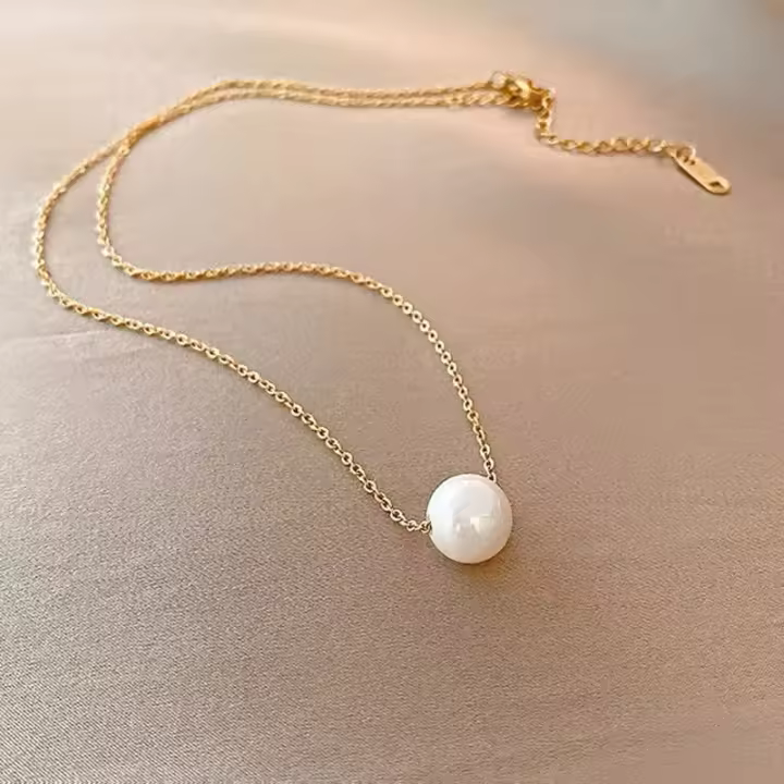 Collar de perlas de acero inoxidable 316L para mujer, joyería de temperamento minimalista, elegante, personalizado, boda - 1