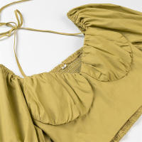 OUWU- Camisetas lisas empalmadas con solapa para mujer, túnica de manga corta con cuello cuadrado, camiseta con temperamento, estilo de moda femenina - details 4