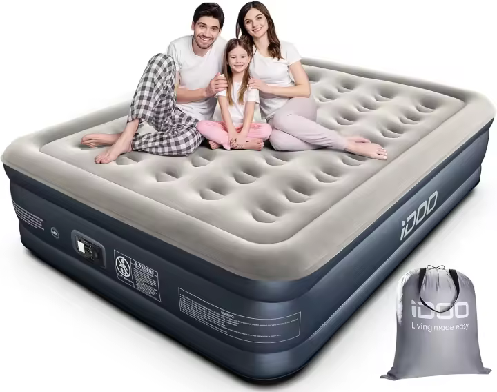 Cama hinchable con bomba de inflado incorporada.Rápido inflado y desinflado en tan solo 3 minutos,para el hogar,viajes y camping,152x203x38cm.Peso máximo:295Kg(Cama Matrimonial) - 1