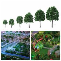 Modelo a escala de plástico portátil, 4 piezas, diseño de ferrocarril, árbol en miniatura verde, bonsái, paisaje, decoración, construcción, tren - details 0