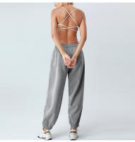 Pantalones de chándal sueltos de cintura alta de primavera para mujer, pantalones largos informales adelgazantes con capa de aire suave para Fitness - details 28