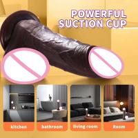 Consolador grande negro, consoladores telescópicos con calefacción, vibrador masajeador, vibradores de punto G realistas enormes, Juguetes sexuales sexis para adultos 18 - details 4