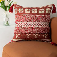 Bonenjoy 1 funda de cojín de estilo bohemio para decoración del hogar, fundas de almohadas con borlas, fundas de cojín de lino y algodón, funda de almohada de 45x45cm - details 7