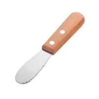 Cubiertos con mango de madera, espátula para mantequilla de acero inoxidable, raspador de crema, accesorios de cocina, herramientas para queso - details 5