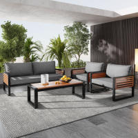 Juego de Exteriores de Jardín Marco de Hierro Galvanizado Mesa de Comedor de 4 Piezas - details 12