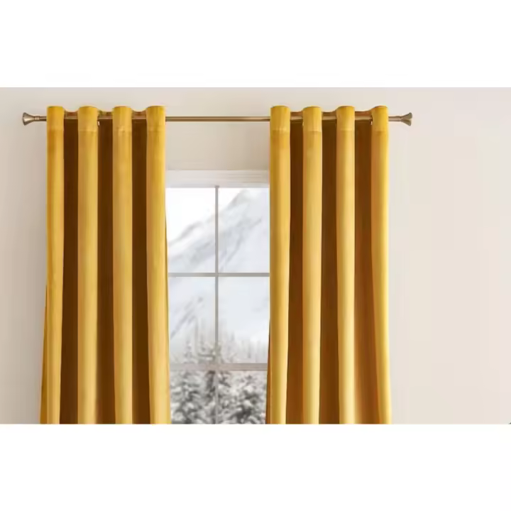 Cortinas de Terciopelo Amarillo Mastiza con Ojales 140x245 CM Dos Piezas - 1