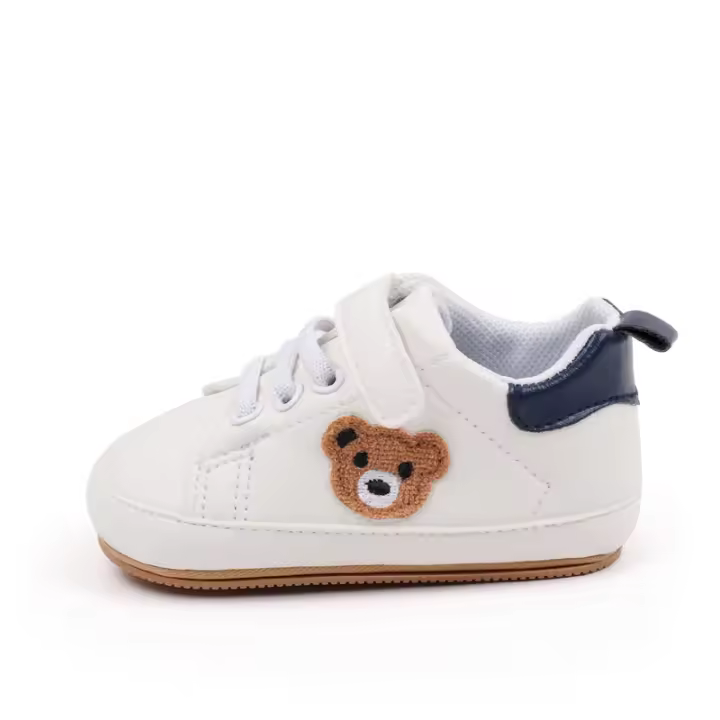 Zapatos Blancos Para Bebé Con Diseño De Oso Casual Antideslizantes Primera Caminata Para Niño Y Niña Bebé Antideslizante Recién Nacido - 1