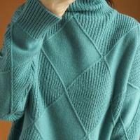 Otoño e Invierno nuevo suéter de mujer grueso calidez moda suéter de lana tejido cuello alto 2025 - details 0