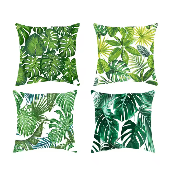 Juego de 4 fundas de almohada de lino geométrico, tamaño 45x45cm, decoración para sofá de coche - 1