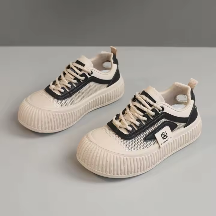Zapatillas Blancas de Malla para Mujer Primavera-Verano 2025 Zapatos de Tablero Transpirables con Suela Gruesa para Aumentar la Altura - 1