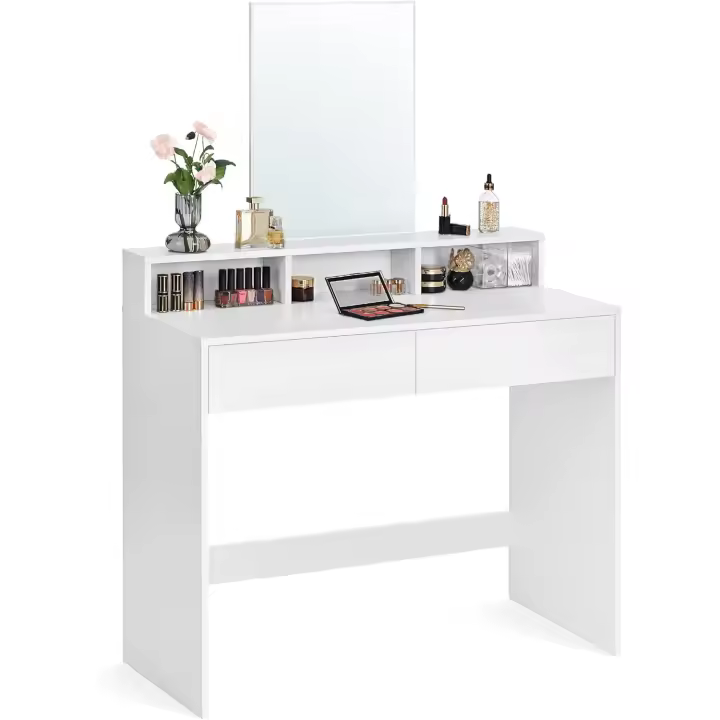 cajones, 3 Compartimentos Abiertos, tocador, Moderno, Blanco RDT163W01 - 1