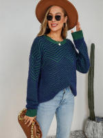 Suéter informal de manga larga para mujer, Jersey de punto de cuello redondo liso, Tops sueltos, moda de otoño - details 5