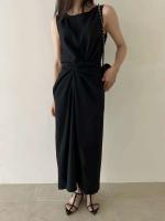 Vestido Vintage de moda versión coreana para mujer, Túnica de verano para oficina madura, sin mangas, Color sólido, temperamento, Vestido suave - details 18