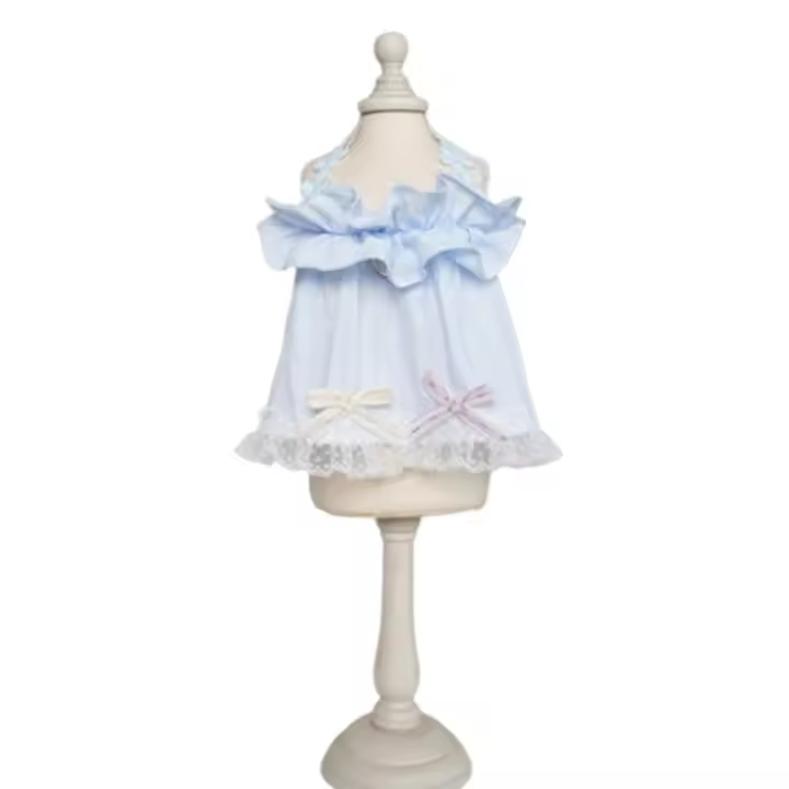 Elegante Vestido de Princesa para Perros Ropa Suave Ajustable con Bonito Gato Borde de Encaje - 1