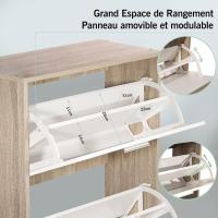 Mueble zapatero de 12 pares - Estantería de gran capacidad para vestíbulo o pasillo - (ancho) 60 x (profundidad) 24 x (alto) 80 cm - Madera clara blanca - details 5