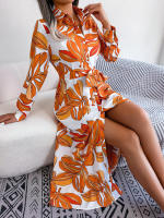 Vestido camisero con cordones para mujer, traje largo con cuello tipo Polo, estampado Floral en contraste, primavera y verano, novedad de 2023 - details 18