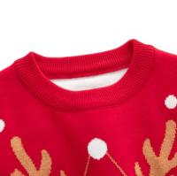 Suéter de invierno auténtico para niños y niñas, doble ciervo trenzado rojo, decoración navideña, estilo informal, cuello redondo, manga larga, nuevo - details 3