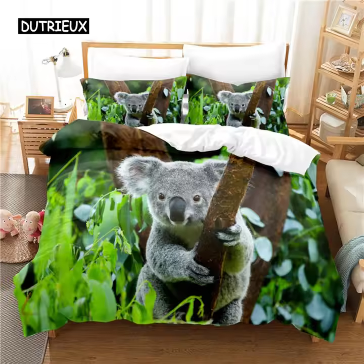 Conjunto de Ropa de Cama de Koala Impresión Digital Diseño de Moda para Cama de Rey - 1