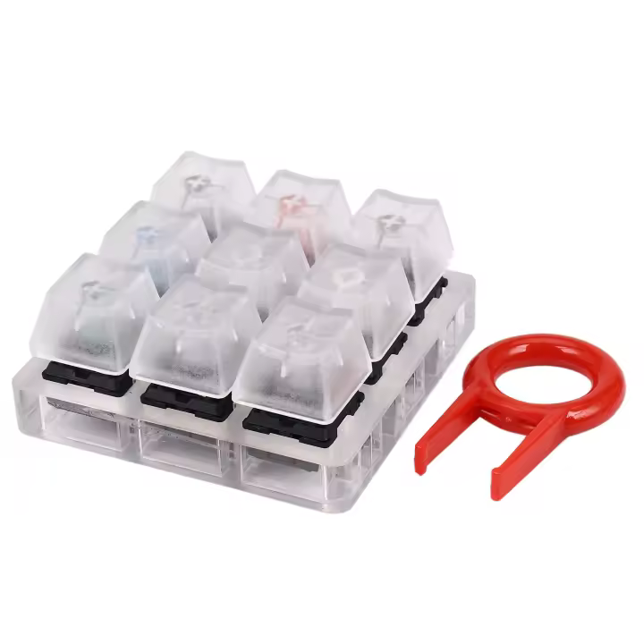 Probador de teclado acrílico, muestreador de tapa de tecla de plástico transparente 9 para interruptores Cherry MX - 1