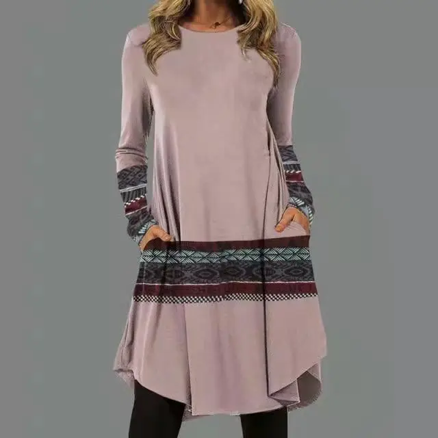 Vestido de manga larga de otoño sprint, vestidos estampados para mujer - 1