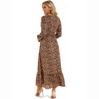 2024 mujeres Maxi vestido Casual de manga larga de cintura alta playa Mujer vestidos de gasa vestidos florales Mujer nuevo - details 18