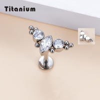 Pendientes G23 de titanio Labret para mujer, aretes de circonita pavimentada para el cartílago de la oreja, Tragus, hélice, Anillo para el labio, Piercing para el cuerpo, joyería Unisex - details 3