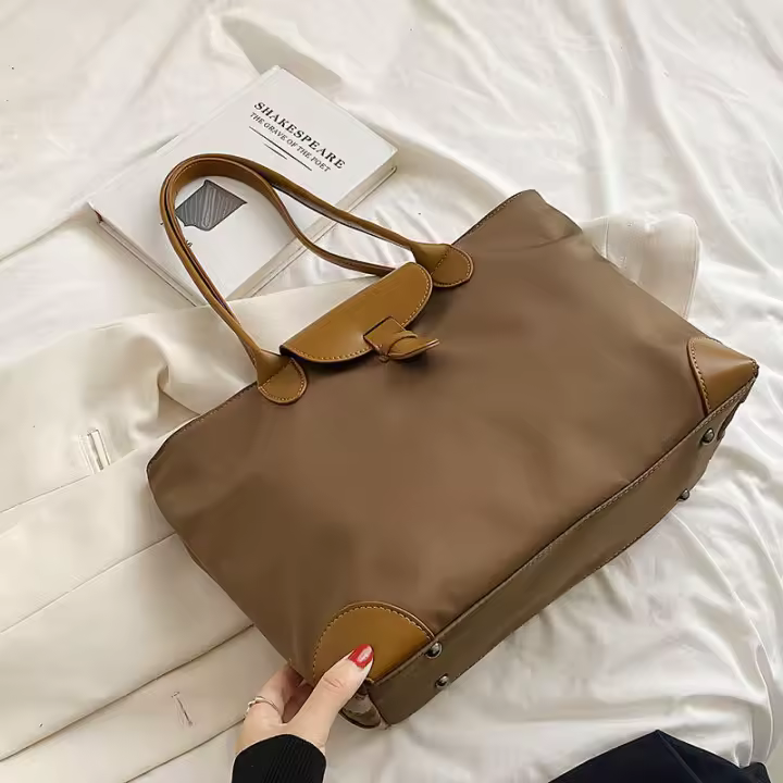 Bolso de mano de gran capacidad, nuevo bolso de moda, bolso de hombro informal de Color sólido para mujer Simple - 1