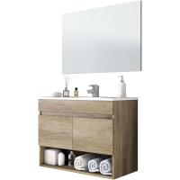 Mueble de Baño Suspendido de Algodón Diseño Nórdico 2 Puertas, Espejo Incluido - details 0