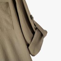 ZANZEA-vestido camisero holgado para mujer, Vestidos largos informales lisos con cuello vuelto para ir al trabajo, dobladillo redondeado de primavera - details 11