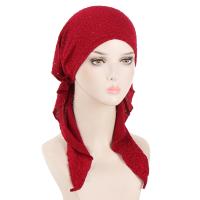 Nuevo sombrero preatado brillante para mujer, Hijab musulmán, turbante, pañuelo para la cabeza de cola larga, gorros, gorro para quimio para la caída del cabello, pañuelos para envolver la cabeza - details 7