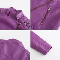 Chaqueta de Mujer de Cuero Sintético Estilo Varsity Moto Biker Bomber Ligera Casual Outerwear Short Coats con Cierre de Cremallera y Forro de Poliéster Adecuada para Otoño e Invierno - details 11