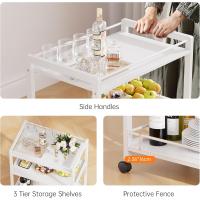 Carrito de Servicio de Bar de 3 Niveles, Carro de Bebidas con Ruedas y Estantes, Carrito de Bar rodante para Cocina Hogar Salón, Marrón Rústico y Negro - details 22