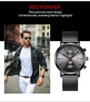 Reloj deportivo de acero inoxidable para hombre de lujo premium, 44,5 mm, multifuncional, moda, oro, negro, negocios, 3 bar, resistente al agua, reloj de pulsera de cuarzo para hombre - details 3