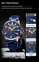 Reloj de Cuarzo CURREN 8415 Diseño Único en Negro y Azul Correa de Acero Calendario Estilo Formnal - details 5