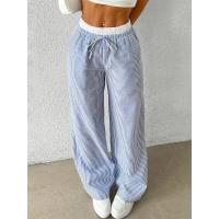 Pantalones de pierna ancha tejidos a rayas informales para mujer Otoño Invierno 2024 pantalones informales elegantes de longitud completa ropa Y2K ropa de calle - details 0