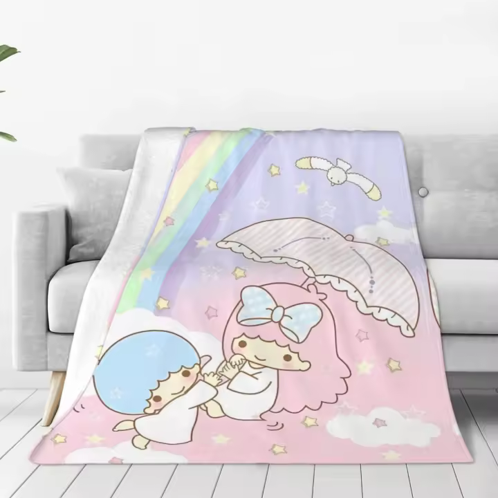 Manta suave decorativa con pequeñas estrellas gemelas, colcha de franela para dormitorio, funda para sofá cama con patrón - 1