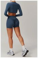 Pantalones cortos de Yoga de cintura alta afilados para mujer, pantalones cortos deportivos ajustados de secado rápido con realce de melocotón para correr y Fitness - details 8