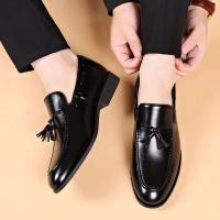 Zapatos de cuero rellenos de pus informales de negocios formales para hombres de estilo diseñador, zapatos de fiesta de boda - details 1