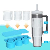 Taza térmica de acero inoxidable con mango para coche, vaso de viaje helado de doble pared con pajita, taza de café aislada al vacío con molde de hielo, 40oz - details 9