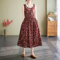 Anteef sin mangas de algodón vintage floral nuevo en vestidos para mujeres casual suelto vestido largo de verano ropa elegante 2025 - details 1
